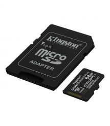 Kingston Карта памяти Kingston microSD 64GB C10 UHS-I A1 V10 R100MB/s + SD