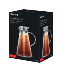 ARDESTO Кувшин с крышкой 1800мл, боросиликатное стекло, нержавеющая сталь, прозрачный