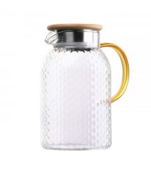 ARDESTO Кувшин с крышкой Dew 1500мл, боросиликатное стекло, нержавеющая сталь, бамбук, прозрачный