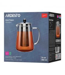 ARDESTO Заварник Gemini Milano 950мл, боросиликатное стекло, нержавеющая сталь, прозрачный