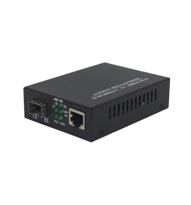 Медиаконвертер Merlion под SFP модуль (IC+175), 10M / 100M / 1000M, (0 +70°C), + блок питания 5V 2A (евро вилка) Q10