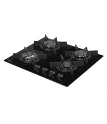 Hansa Hob gas on glass, 59cm, cast-iron, black