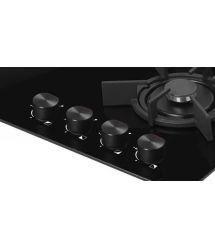 Hansa Hob gas on glass, 59cm, cast-iron, black