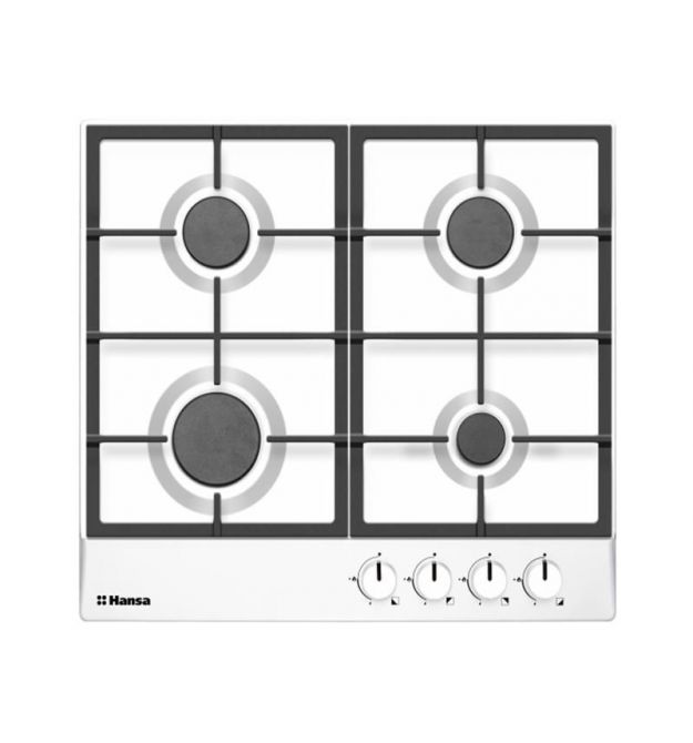 Hansa Hob gas on steel, 59cm, cast-iron, white