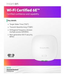 HPE Точка доступу HPE Aruba Instant On AP32, DR2x2, Wi-Fi 6E, 2.5GE uplink port, Indoor