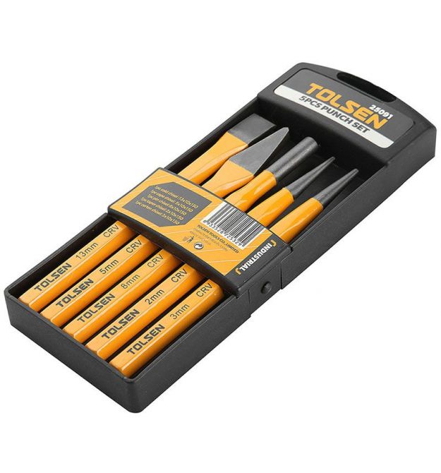Tolsen Profi chisel and center punch, set of 5 pcs, 150 mm, CrV