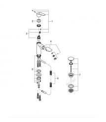 Grohe Eurosmart sink mixer long. pouring - 107mm, non-rotating, rotating, 1 lever, chrome