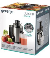 Gorenje centrifugal juicer, 400W, bowl-0.6L, cake-1.6L, whole apple tray, plastic/iron, black