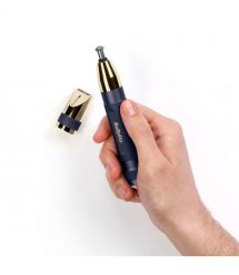 BaByliss Триммер для бровей, усов, носа, ушей, 1xAA, насадок-3, чехол, сталь, синий