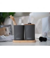 ARDESTO Набор для ванной комнаты Minimalism 360мл, 3 предмета, полипропилен, бамбук, серый темный