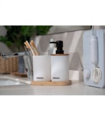 ARDESTO Набор для ванной комнаты Minimalism 360мл, 3 предмета, полипропилен, бамбук, белый