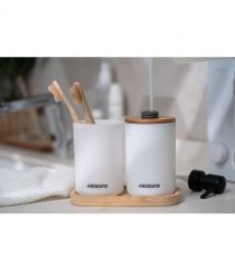 ARDESTO Набор для ванной комнаты Minimalism 360мл, 3 предмета, полипропилен, бамбук, белый