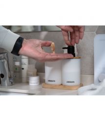 ARDESTO Набор для ванной комнаты Minimalism 360мл, 3 предмета, полипропилен, бамбук, белый