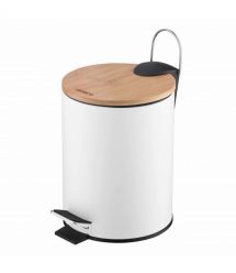 ARDESTO Ведро для мусора Minimalism с педалью, 3л, металл, пластик, бамбук, белый