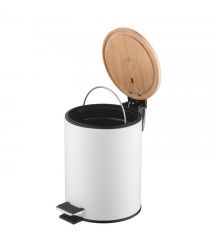 ARDESTO Ведро для мусора Minimalism с педалью, 3л, металл, пластик, бамбук, белый
