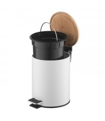 ARDESTO Ведро для мусора Minimalism с педалью, 3л, металл, пластик, бамбук, белый