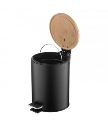 ARDESTO Ведро для мусора Minimalism с педалью, 3л, металл, пластик, бамбук, черный