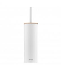 ARDESTO Набор щетка для унитаза с подставкой Minimalism 9.5x27.5/38см, металл, полипропилен, бамбук, белый