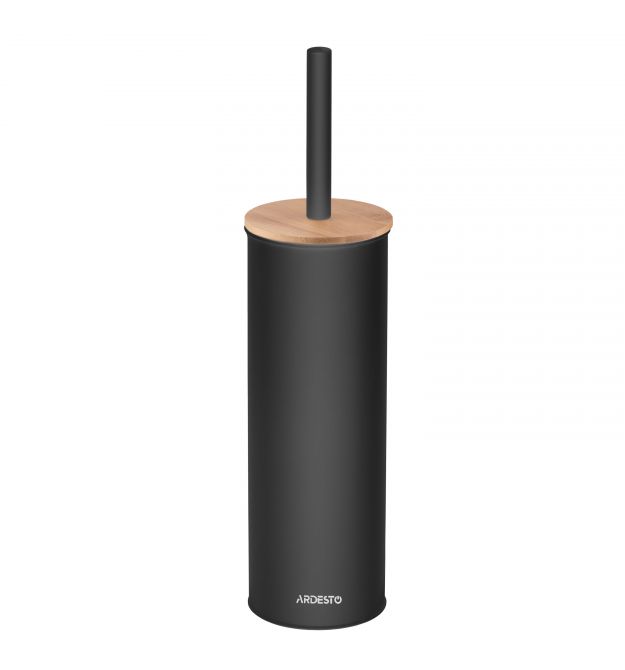ARDESTO Набор щетка для унитаза с подставкой Minimalism 9.5x27.5/38см, металл, полипропилен, бамбук, черный