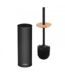 ARDESTO Набор щетка для унитаза с подставкой Minimalism 9.5x27.5/38см, металл, полипропилен, бамбук, черный