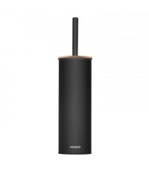 ARDESTO Набор щетка для унитаза с подставкой Minimalism 9.5x27.5/38см, металл, полипропилен, бамбук, черный