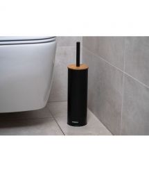 ARDESTO Набор щетка для унитаза с подставкой Minimalism 9.5x27.5/38см, металл, полипропилен, бамбук, черный