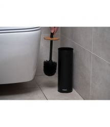 ARDESTO Набор щетка для унитаза с подставкой Minimalism 9.5x27.5/38см, металл, полипропилен, бамбук, черный