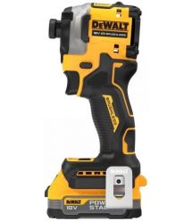 DeWALT XR Li-Ion 18V brushless cordless impact driver PowerStack 1x1.7 Ah 206 Nm 3250 rpm 3800 bpm case and spare part 0.95 kg