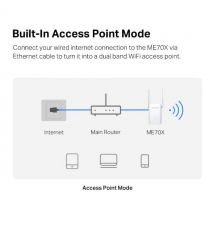 Mercusys Расширитель покрытия WiFi ME70X AX1800, 1хGE LAN