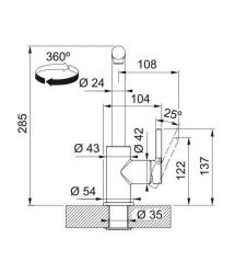 Franke Смеситель для кухни Lina L Pull Out, дл.излива - 218мм, поворотный, 1 рычаг, вытяжной, бежевый