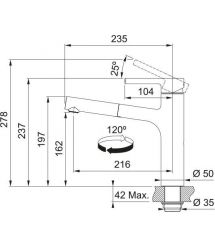 Franke Смеситель для кухни Centro, дл.излива - 235мм, поворотный, 1 рычаг, черный матовый