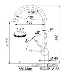 Franke Смеситель для кухни Atlas Neo J, дл.излива - 183мм, поворотный, 1+аэратор, нерж