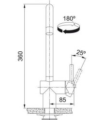 Franke Смеситель для кухни Atlas Neo J, дл.излива - 183мм, поворотный, 1+аэратор, нерж