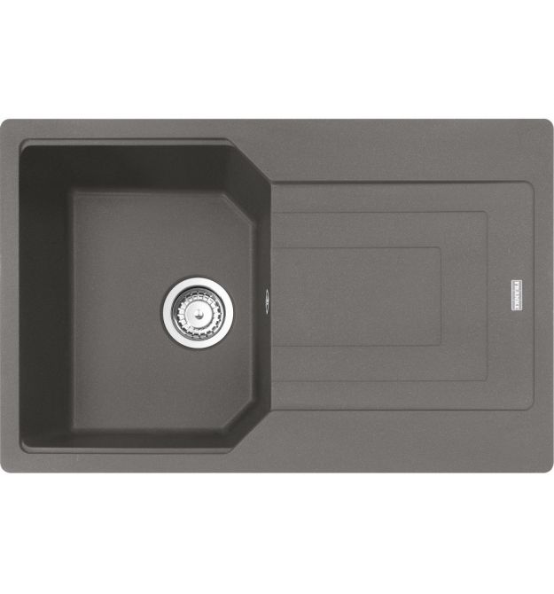 Franke Мойка кухонная Urban, фрагранит, прямоуг., с крылом, 780х500х220мм, чаша- 1, врезная, оборотная, UBG 611-78, серый камень