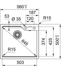 Franke Мойка кухонная Urban фрагранит, прямоуг., без крыла, 503х425х230мм, чаша- 1, врезная, UBG 610-56, черный матовый