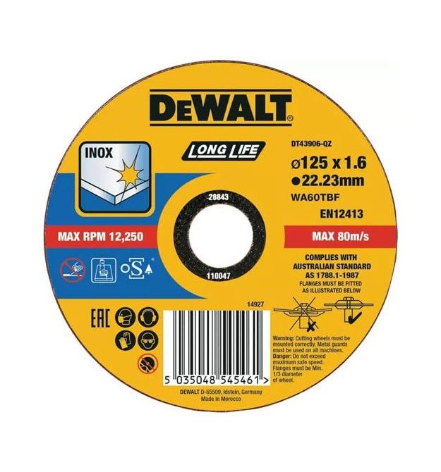 DeWALT cutting disc for metal INOX Long Life 125x1.6x22.23mm