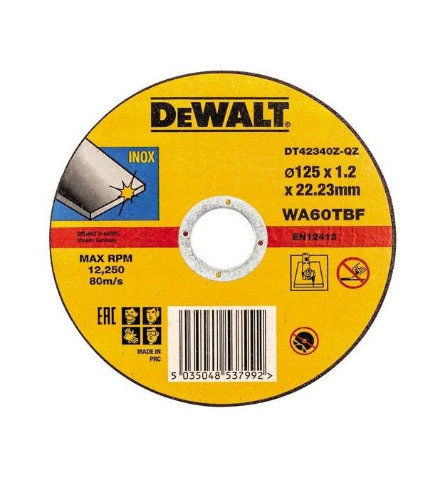DeWALT Диск отрезной по металлу INOX 125х1.2х22.23мм