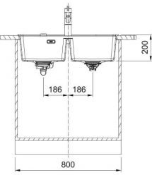 Franke Мойка кухонная Maris, фрагранит, прямоуг., без крыла, 760х510х200мм, чаша- 2, врезная, MRG 620 TL, черный матовый