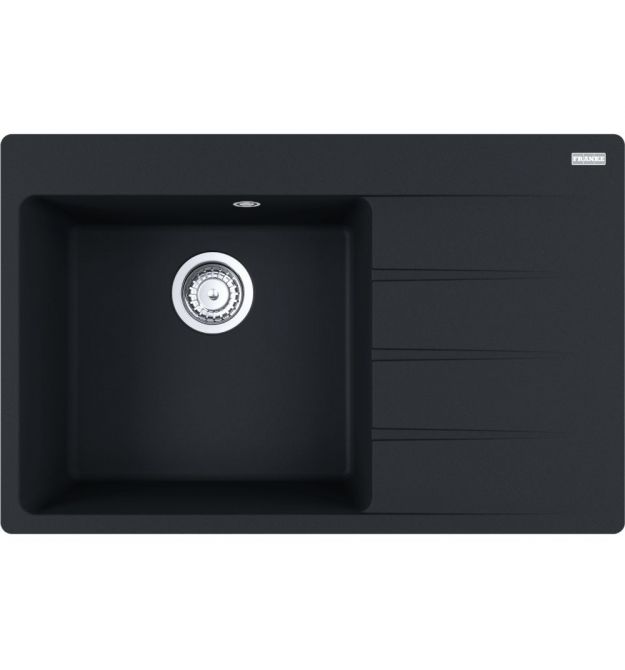 Franke Мойка кухонная Centro, фрагранит, прямоуг., с крылом, 780х500х200мм, чаша- 1, накладная, CNG 611-78 TL , черный матовый