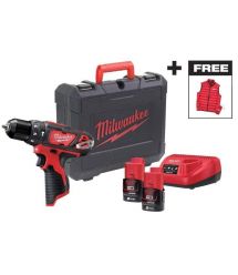 Milwaukee Шуруповерт-дрель аккумуляторная M12 BPD-202C 12В 2х2А·час 30Нм 0·1500об·мин ЗП C12C жилет кейс 1.2кг