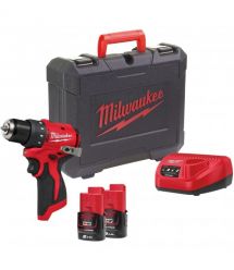 Milwaukee Шуруповерт-дрель аккумуляторная M12 BLDDRC-202C 12В 2х2А·час 40Нм 0-550-1700об·мин ЗП C12C кейс 1.2кг