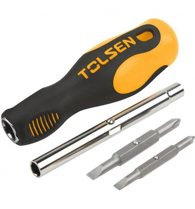 Tolsen Викрутка Tolsen, набір, бітотримач, змінні двосторонні викруткові наконечники, SL5ммхРН1, SL6ммхРН2, НХ6.35мм, НХ8мм
