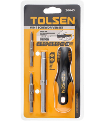 Tolsen Викрутка Tolsen, набір, бітотримач, змінні двосторонні викруткові наконечники, SL5ммхРН1, SL6ммхРН2, НХ6.35мм, НХ8мм