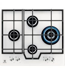 Electrolux Варильна поверхня Electrolux газова на склі, 60см, чавун, білий