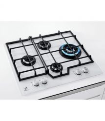Electrolux Варильна поверхня Electrolux газова на склі, 60см, чавун, білий