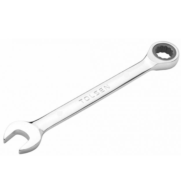 Tolsen combination wrench, ratchet mechanism, 221mm, 16mm, CrV