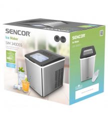 Sencor Льдогенератор бытовой SIM3400SS, 150 Вт, 12 кг/день, обьем 1.8л, пригот. за 7 мин, 2 размера льда, серый