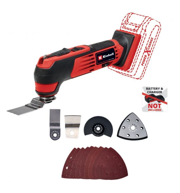 Einhell Многофункциональный инструмент аккумуляторный TE-MG 18/1 Li - Solo, PXC, 18В, набор насадок, 0.83 кг (без АКБ и ЗУ)