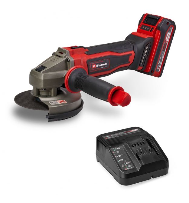 Einhell Шлифмашина угловая аккумуляторная TE-AG 18/125-2 Li 1x4.0 Ah, PXC, 18В, аккумулятор 4 Ач, 125 мм, 8500 об/мин, 2.32 кг
