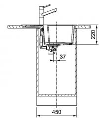 Franke Мойка кухонная Urban, фрагранит, прямоуг., с крылом, 620х500х220мм, чаша- 1, врезная, оборотная,UBG 611-62, серый сланец
